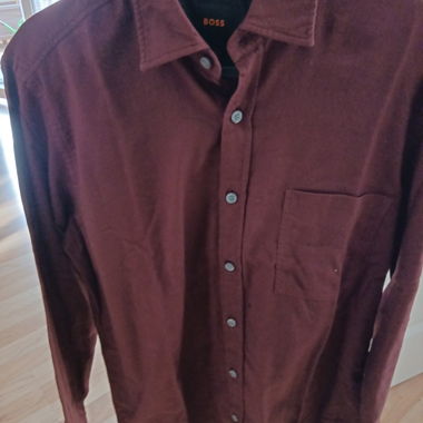 BOSS men's shirt burgundy, long sleeve