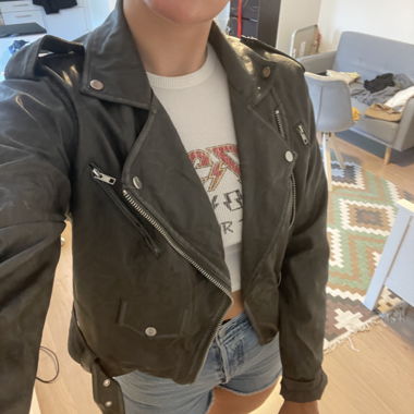 Grey biker leather jacket