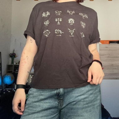oversized grey t-shirt with astrology print