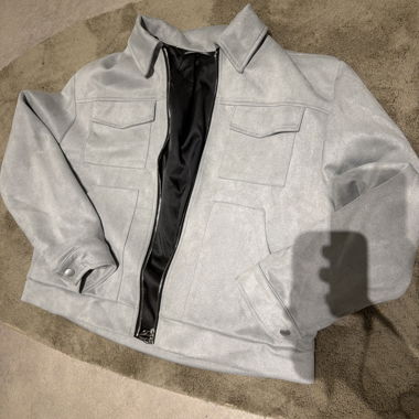 Grey Faux Leather Jacket