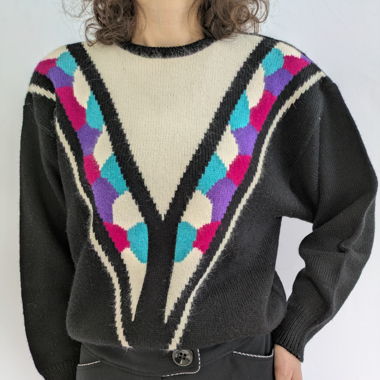 Retro Pullover Gr. 36  V Ausschnitt Vintage Wolle