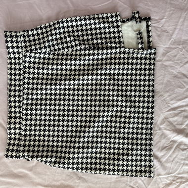 black and white checked skirt