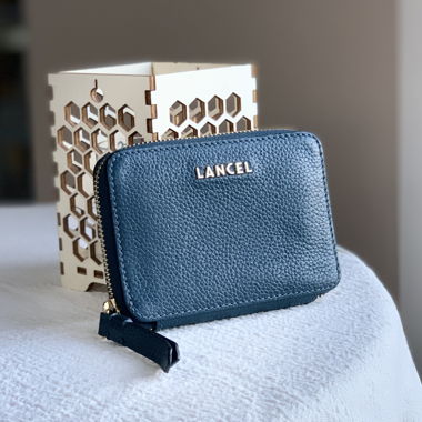 Portafoglio compatto in pelle blu