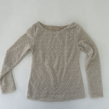 Maglia beige testurizzata a maniche lunghe