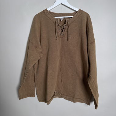 Brown Lace-Up Sweatshirt