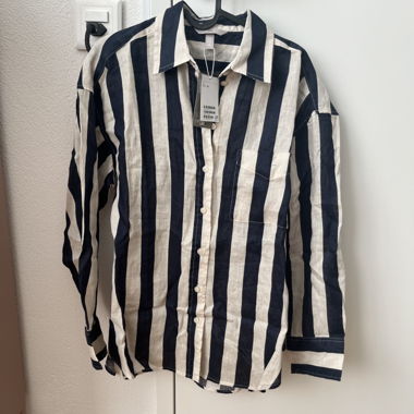 Oversized Hemdbluse aus Leinen Gr. S