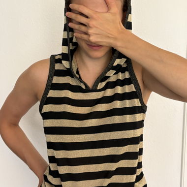 Kapuzen Tanktop gestreift (gold/schwarz)