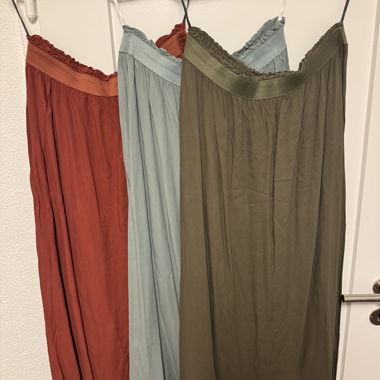 Lot de 3x Jupes maxi - cuivre, menthe, vert olive