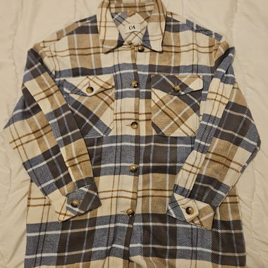 Sovracamicia a quadri beige e blu CA