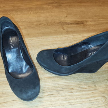 Minelli pumps wedges Nubukleder Leder 38 schwarz