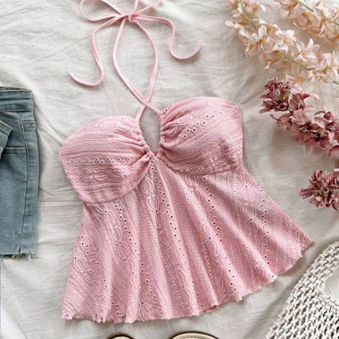 haut d’été rose à ficelle