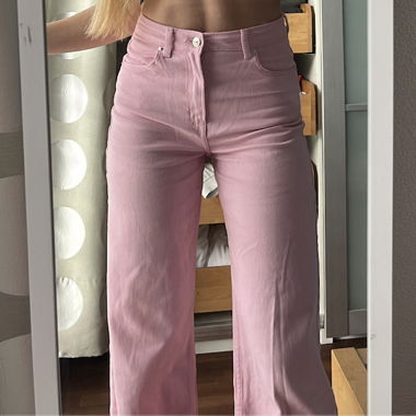 Pink wide-leg pants high rise