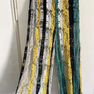 Pantaloni in pizzo multicolore