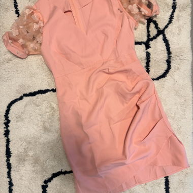 Pink Dress with Puff Sleeves