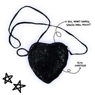 y2k indiesleaze sequin heart-shaped crossbody bag