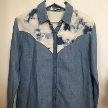 Batik Denim Shirt in Blue and White by Sandro