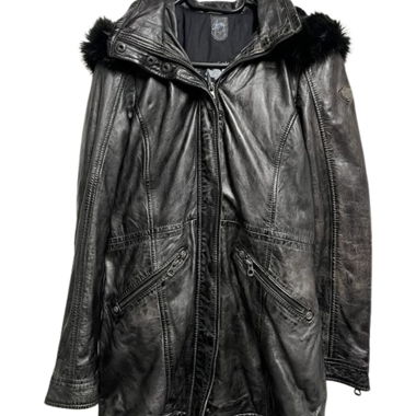 Manteau en cuir noir