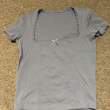 Blaues Damen T-Shirt mit Spitze