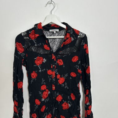 Floral lace sheer blouse