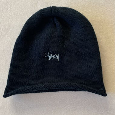 dark blue Stussy knit beanie