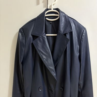 Kunstleder Blazer in Navy
