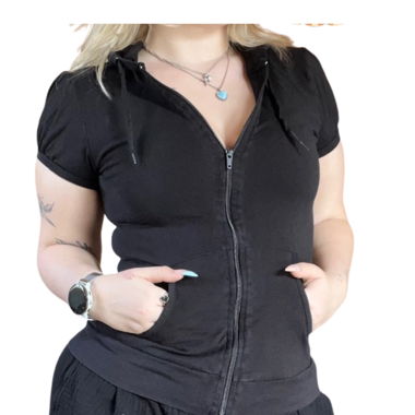 Veste à capuche manches courtes