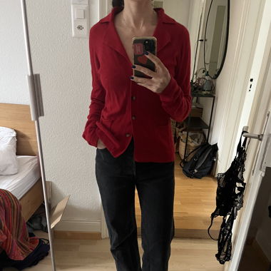 Red cashmere cardigan
