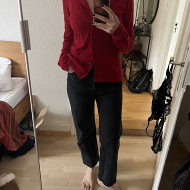 Red cashmere cardigan
