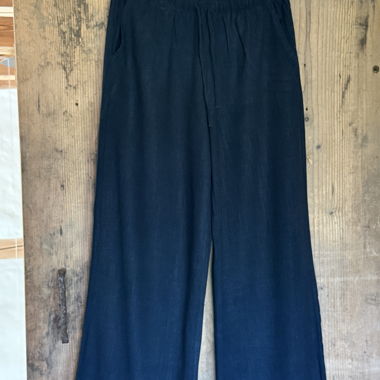 Pantaloni in lino blu scuro ampi