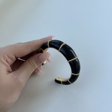 J.Crew Armreif mit schwarzer und goldener Einfassung