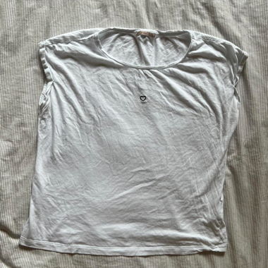 Heart Embroidered White T-Shirt