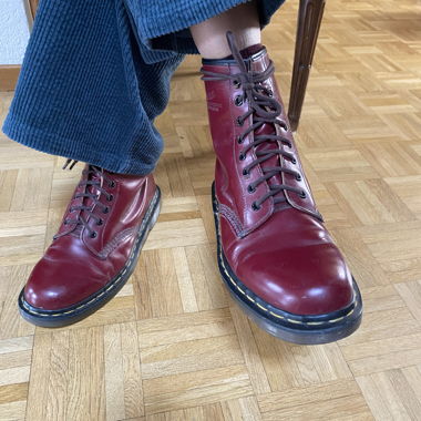 Bottes Dr. Martens bordeaux en cuir