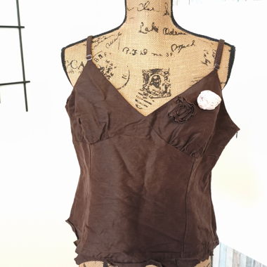 Brown satin top with spaghetti straps