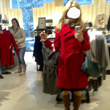 Vintage winter trenchcoat in cool, true red
