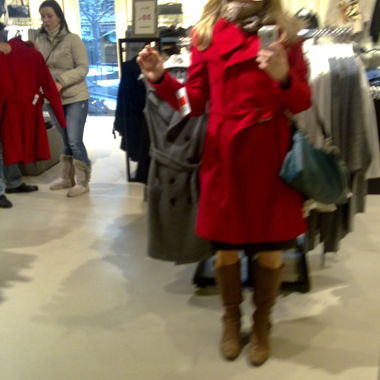 Vintage Winter-Trenchcoat in coolem, echtem Rot