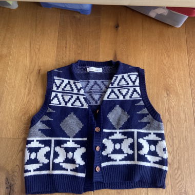 Navy knit button-front vest
