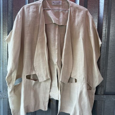Cardigan con Apertura Frontale Accente Germany 100% Lino