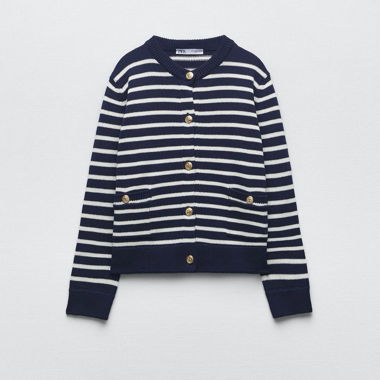 Cardigan a righe da donna in cotone