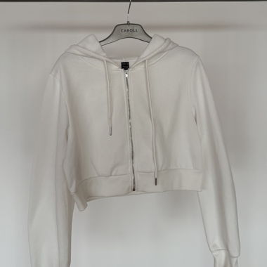 Crop-Kapuzenhoodie mit Reissverschluss