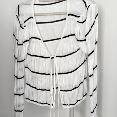 Striped Mesh Cardigan