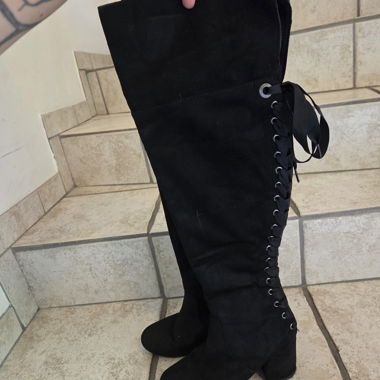Black Lace-Up Tall Boots