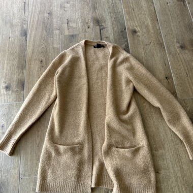 Cardigan lavorato a maglia beige/arancione