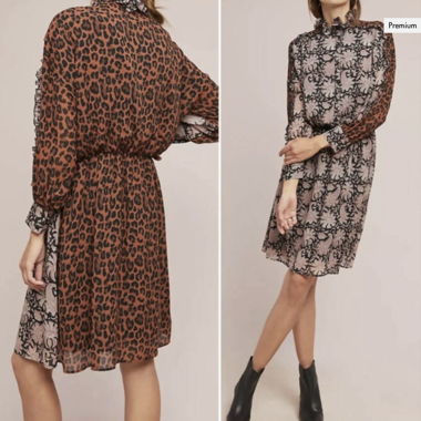 Antik Batik Leopard Blumen Kleid