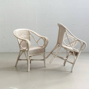2 fauteuils en rotin vintage en vannerie