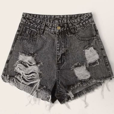 Graue Jeansshorts mit Rissen