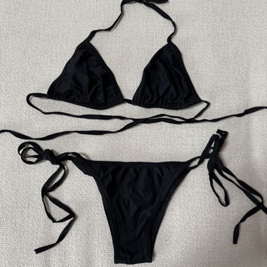 Bikini-Dreiecksform schwarz und silber