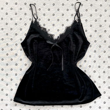 camisole en velours noir vintage japonais