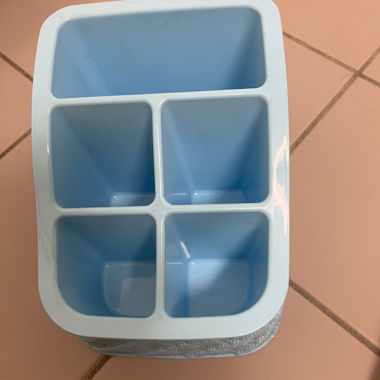 Organizer cosmetico blu, conservazione, bagno