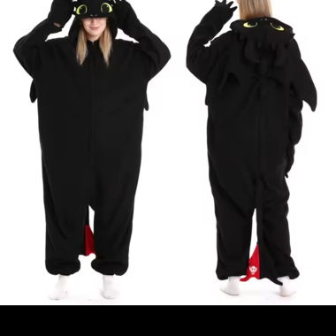 Tuta kigurumi drago nero da adulto