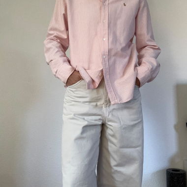 Chemise boutonnée à rayures rose Ralph Lauren